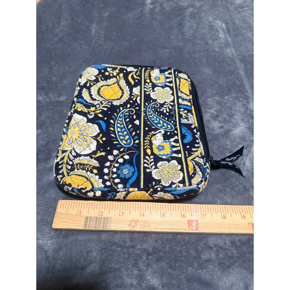 Vera Bradley Elephant Paisley Quilted Tote Bag and Tablet Pouch Set Navy Yellow